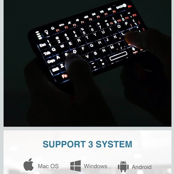 Rii Wireless Mini Bluetooth Keyboard i8BT / ISB11 Touchpad, Rechargeable, Black - Picture 1 of 9